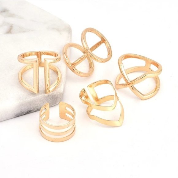 🍒 LAST ONE 😱 TRENDY Gold Ring Set - Picture 3 of 3